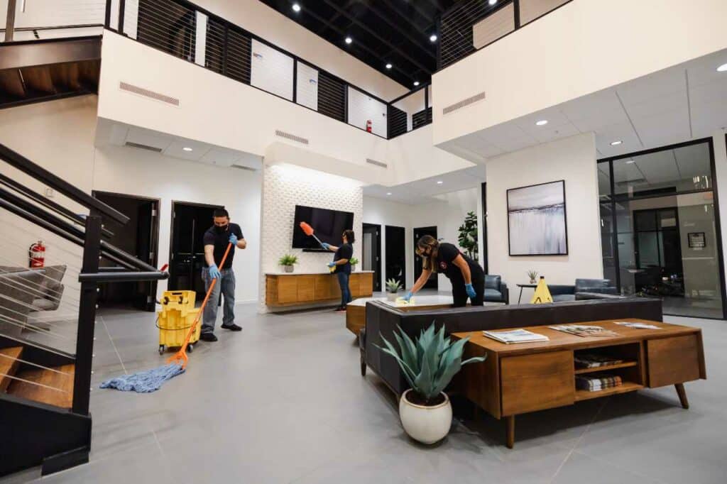 our eco-friendly janitorial cleaners doing the work Dura-Shine Clean