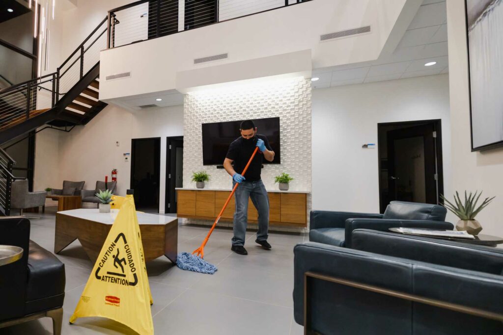 floor mopping by Dura-Shine Clean professional janitorial services in Kennewick