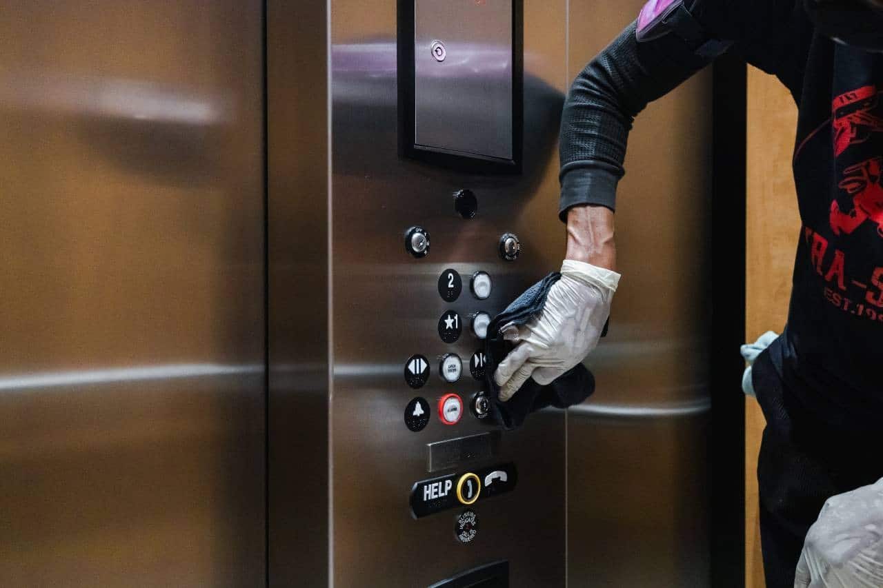 elevator buttons touch point cleaning by Dura-Shine Clean